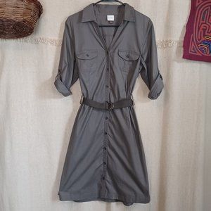 Olive Green Button-front V-neck Dress size Large
